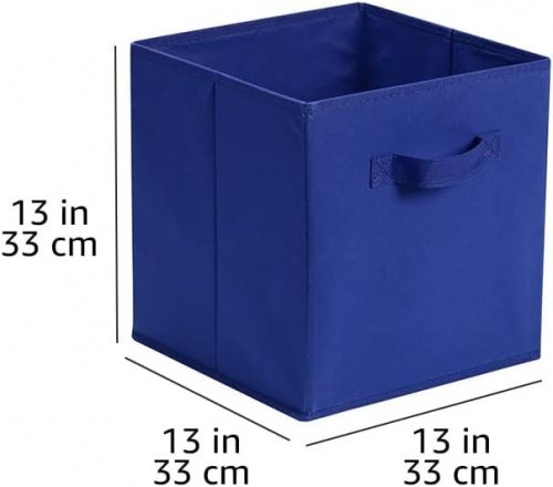 6PK AMAZON BASICS FOLDABLE STORAGE ORGANIZER CUBES - 13" X 13" X 13" - BLUE image 2