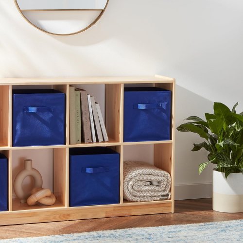 6PK AMAZON BASICS FOLDABLE STORAGE ORGANIZER CUBES - 13" X 13" X 13" - BLUE image 3