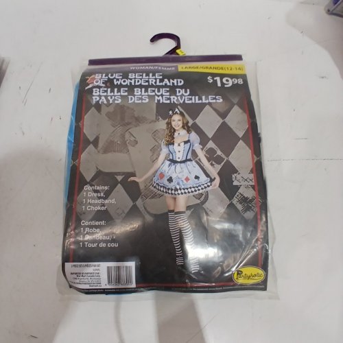 3PC WOMEN'S BLUE BELLE OF WONDERLAND COSTUME - LARGE (12-14) - BLUE image 2