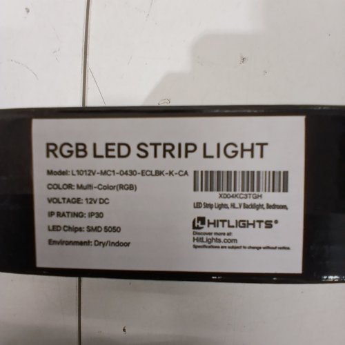 4PK HITLIGHTS MULTICOLOR REMOTE CONTROL LED CABINET STRIP LIGHTS - 1FT EACH - MULTICOLOR (MODEL: L1012V-MC1-0430-ECLBK) image 2
