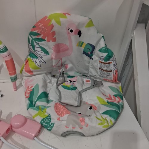 BRIGHT STARTS 3-POINT HARNESS VIBRATING BABY BOUNCER WITH TOY BAR - FLAMINGO VIBES (MODEL: 12228-ES) image 6