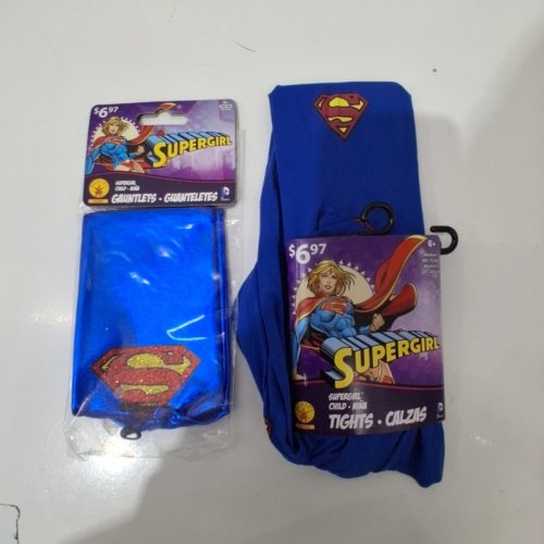 2PC GIRL'S DC COMICS SUPERGIRL GAUNTLETS AND TIGHTS - MEDIUM - BLUE image 3
