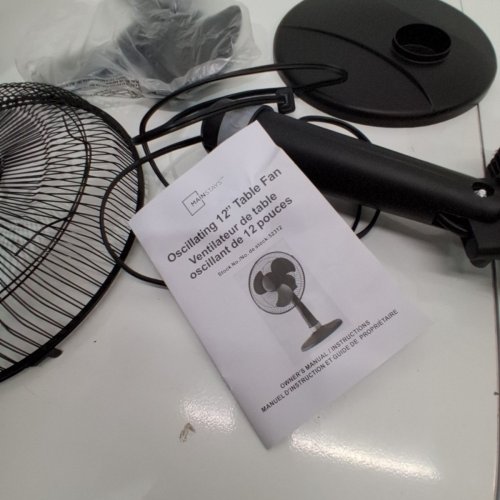 MAINSTAYS 3-SPEED STATIONARY/OSCILLATING TABLE FAN - 12" - BLACK (MODEL: TF3-30E) image 4