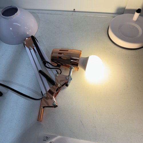 POWERKING METAL SWING ARM DESK LAMP - 13" - WHITE & ROSE GOLD image 2