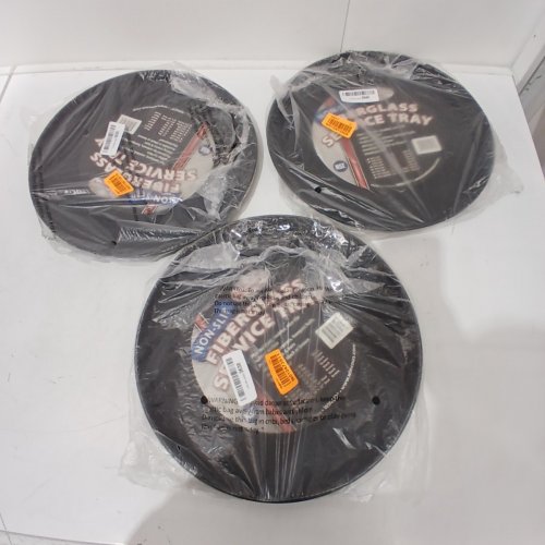 3PK WINWARE NON-SLIP FIBERGLASS SERVICE TRAY - 14" - BLACK (MODEL: TFG-14K) image 2