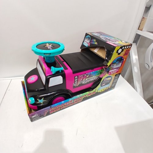 WADDLE TODDLER RIDE-ON INTERACTIVE MUSICAL LIGHT UP KARAOKE TOY CAR - 44LB MAX LOAD - AGES 1-3 - BLACK / PINK / BLUE (MODEL: WD23003FT) image 2