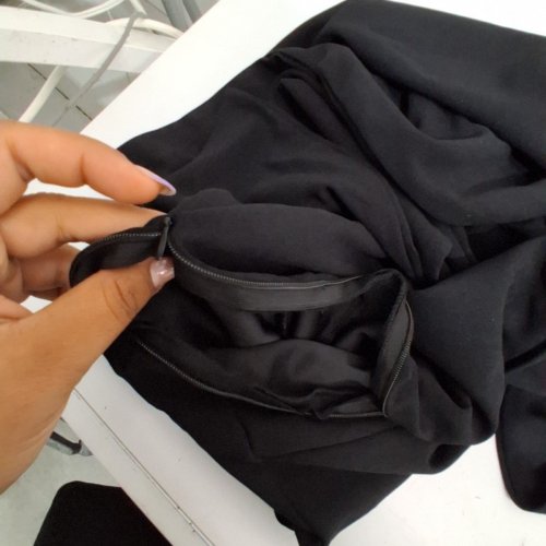 LOOSE BATWING SLEEVE CREW NECK BELTED LONG LEG PANT ROMPER- LARGE- BLACK image 3