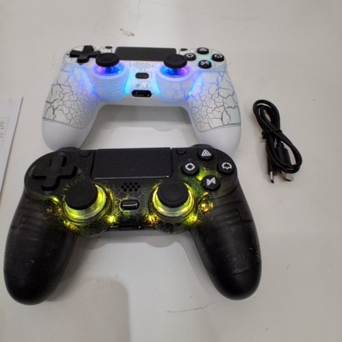 2PC GAMINGBOY WIRELESS CONTROLS FOR PLAYSTATION 4 (PS4) WITH RGB LIGHTS - CRACKLE BLACK/WHITE (MODEL: CUH-ZCT2E) image 2