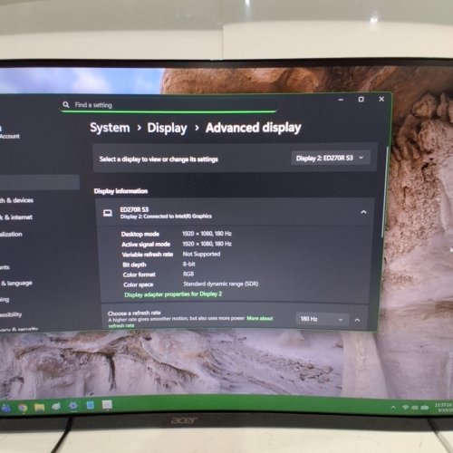 ACER 27" NITRO SERIES 1080FHD CURVED GAMING MONITOR WITH 180HZ REFRESH RATE - BLACK (MODEL : ED270R) image 5