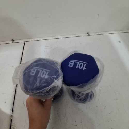 2PK AMAZON BASICS NEOPRENE COATED DUMBBELL HAND WEIGHT SET - 10LB EACH - BLUE image 2