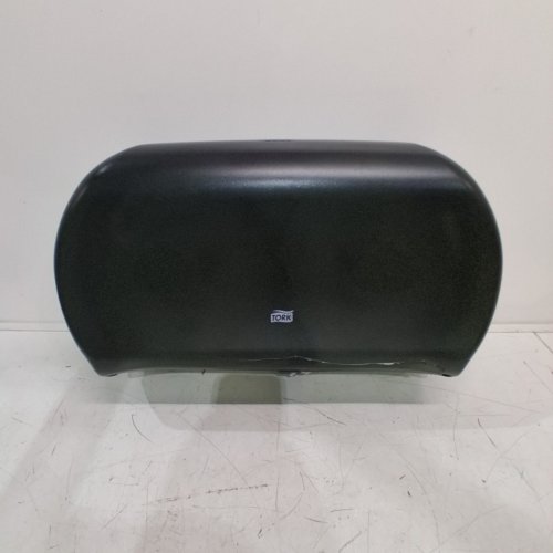 TORK TWIN JUMBO BATHROOM TOILET PAPER ROLL DISPENSER - BLACK/SMOKE (MODEL: 56 TR) image 2
