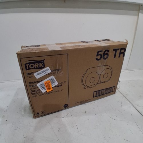 TORK TWIN JUMBO BATHROOM TOILET PAPER ROLL DISPENSER - BLACK/SMOKE (MODEL: 56 TR) image 5
