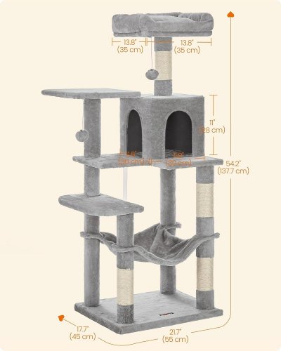 FEANDREA MULTI-LEVEL CAT TREE - 54.2" H X 21.7" X 17.7" - GRAY (MODEL: PCT161W01V1) image 2