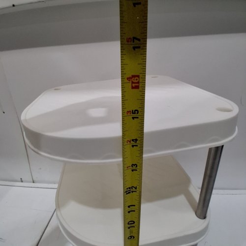 3 TIER CORNER DESK STORAGE SHELF - 14.5" - WHITE/SILVER image 2