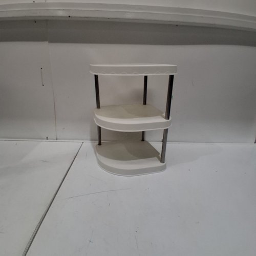 3 TIER CORNER DESK STORAGE SHELF - 14.5" - WHITE/SILVER image 3