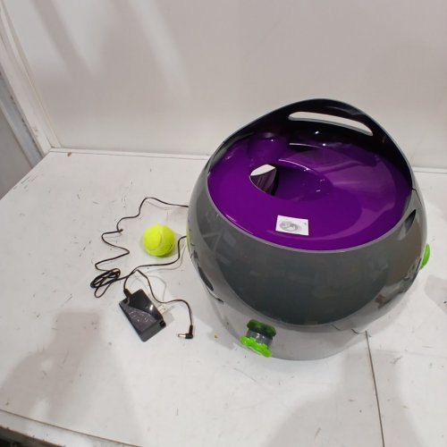 PETSAFE AUTOMATIC BALL LAUNCHER,WORKS WITH STANDARD SIZE TENNIS BALLS, 9 DISTANCE SETTINGS 8FT-30FT, 6 ANGLE SETTINGS, - GREY/PURPLE image 2