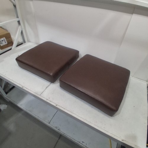 2PK COUCH SEAT CUSHIONS - 23" X 22" X 5" - BROWN LEATHER image 2