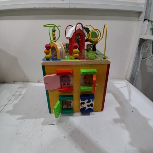BATTAT 5-SIDED PLAY CENTER WITH BEAD MAZE ACTIVITY CUBE - 13" X 11" X 17" - BROWN (MODEL: BT4599C1Z) image 2
