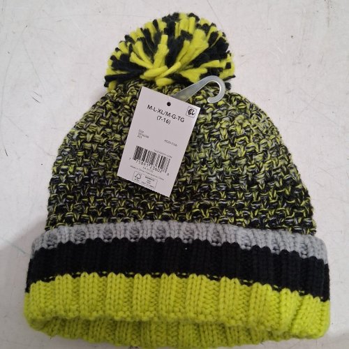 BOY'S GEORGE KNIT BEANIE - M-L-XL (7-16) - BLACK, GREEN, YELLOW AND GRAY (STYLE: HG25-2166) image 3