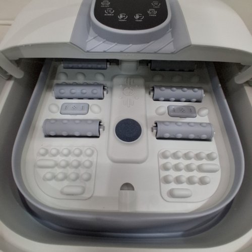 MAXKARE FOOT BATH MASSAGER WITH HEAT BUBBLES VIBRATION AND 14 ROLLERS - GREY / WHITE (MODEL: XKAM-SPA19) image 4