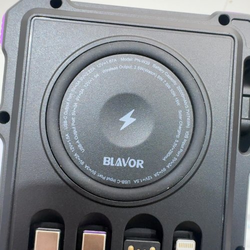 BLAVOR SOLAR POWER CHARGING POWER BANK WITH BUILT-IN CABLES AND WIRELESS CHARGING - 20000 MAH, 20W FAST CHARGING - PURPLE (MODEL: PN-W39) image 3