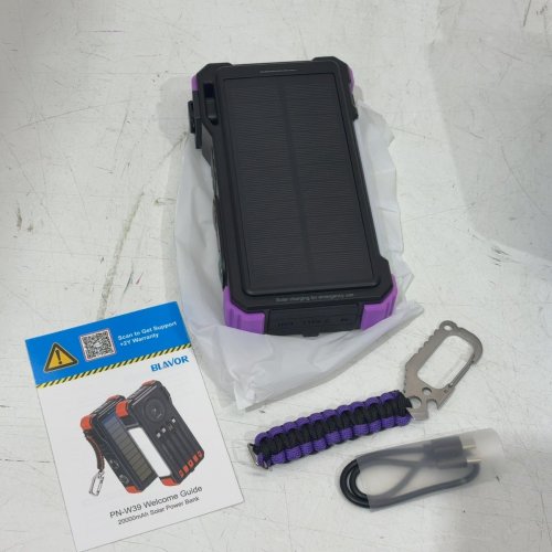 BLAVOR SOLAR POWER CHARGING POWER BANK WITH BUILT-IN CABLES AND WIRELESS CHARGING - 20000 MAH, 20W FAST CHARGING - PURPLE (MODEL: PN-W39) image 4