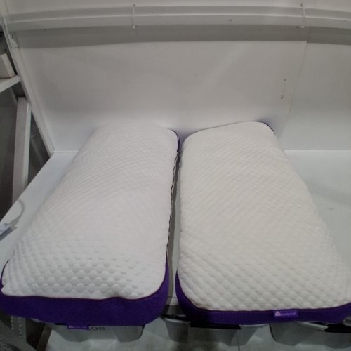 HOMELAB ADJUSTABLE SHREDDED MEMORY FOAM PILLOW - 16" X 33" - WHITE/PURPLE image 2