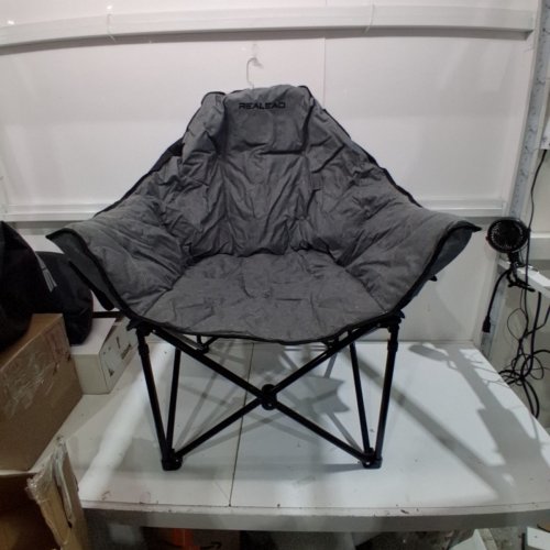 REALEAD OVERSIZED CAMPING CHAIR FULLY THICK PADDED - MAX 400LBS - GREY image 2