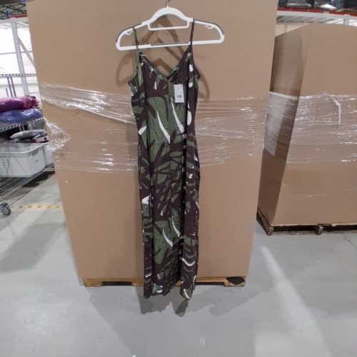 WOMEN'S GEORGE SPAGHETTI STRAP MAXI SUMMER DRESS- EXTRA SMALL - GREEN / BLACK image 3