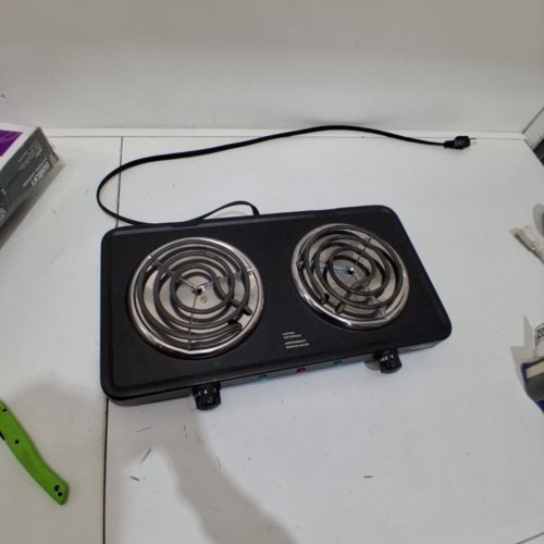 SALTON PORTABLE WIRED ELECTRIC HOT PLATE DOUBLE BURNER COOKTOP - 2X 900W - BLACK (MODEL: HP1941) image 3