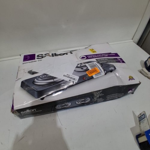 SALTON PORTABLE WIRED ELECTRIC HOT PLATE DOUBLE BURNER COOKTOP - 2X 900W - BLACK (MODEL: HP1941) image 5