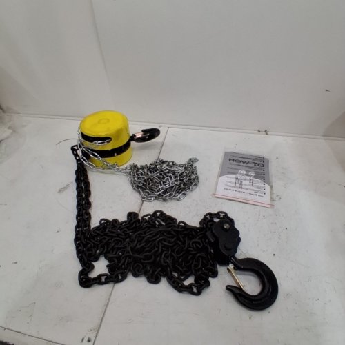 SPECSTAR MANUAL HAND CHAIN BLOCK HOIST WITH 2 HOOKS & 10FT CHAIN - 1 TON CAPACITY - YELLOW CASING image 2