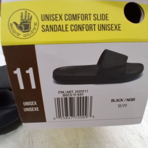 UNISEX BODY GLOVE COMFORT SLIDE SANDALS - SIZE 11 - BLACK (ITEM: 2001911) image 2