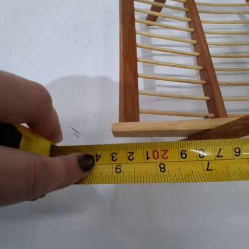 BAMBOO FOLDING FOOD STORAGE RACK - 9" - BROWN AND NATURAL image 2