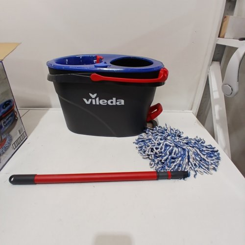 VILEDA EASYWRING RINSE CLEAN 2 TANK SPIN BUCKET SYSTEM - BLUE/RED/GREY image 2