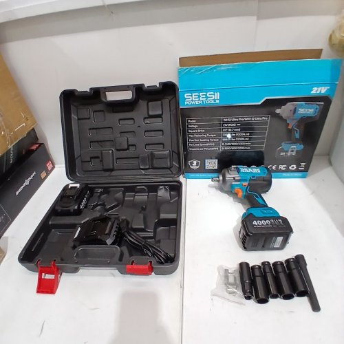 SEESII CASE & CORDLESS IMPACT WRENCH, 1/2 IMPACT GUN WITH 21V 2X4AH BATTERY & 5 SOCKETS (MODEL: WH12 ULTRA PRO) image 3