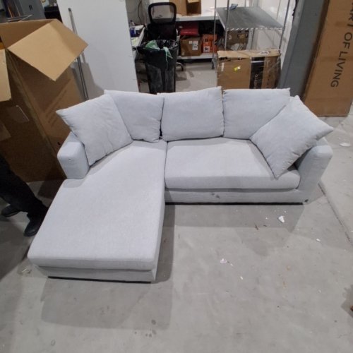 MODERN LINEN FABRIC REVERSIBLE L-SOFA - GREY image 2
