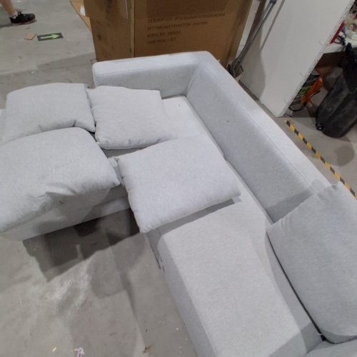 MODERN LINEN FABRIC REVERSIBLE L-SOFA - GREY image 5