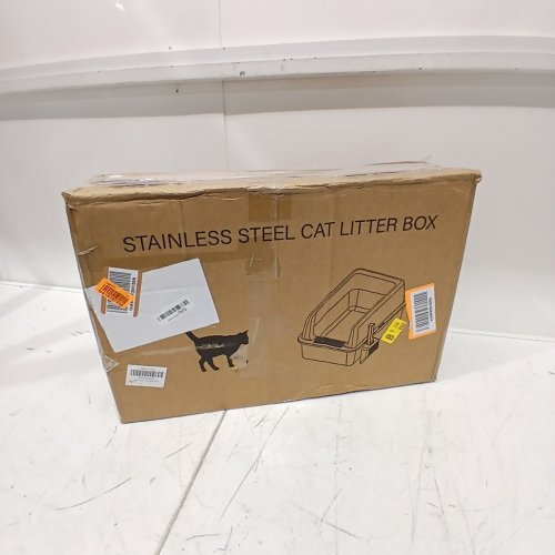 ZACA STAINLESS STEEL LITTER BOX WITH SCOOP - 16" X 24" X 12" - SILVER/GREY image 4