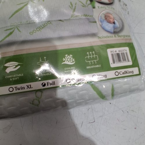 BAMBOO MATTRESS PROTECTOR COVER - FULL - WHITE/GREEN image 3