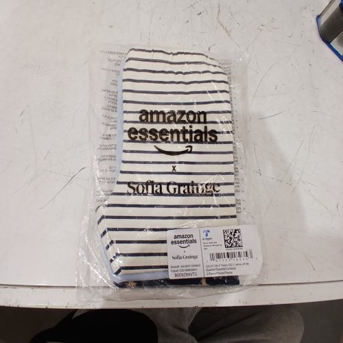 3PC GIRLS AMAZON ESSENTIALS STRIPED AND PRINTED TODDLER CLOTHING SET - SIZE 3T - NAVY, CREAM, AND TAN (MODEL: AEUB37185M24) image 2