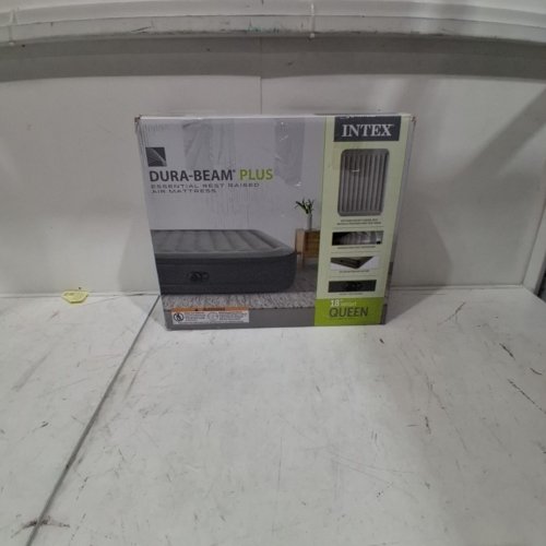 INTEX 64125ED DURA-BEAM PLUS FIBER-TECH AIR MATTRESS WITH BUILT-IN ELECTRIC PUMP - 18" H/ QUEEN - GREY (MODEL : AP619DP) image 4