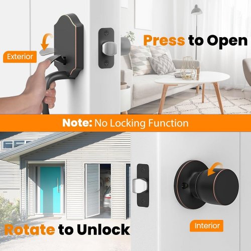HOSOM EXTERIOR FRONT DOOR HANDLE SET WITH KEYS - OIL RUBBED BRONXE image 4