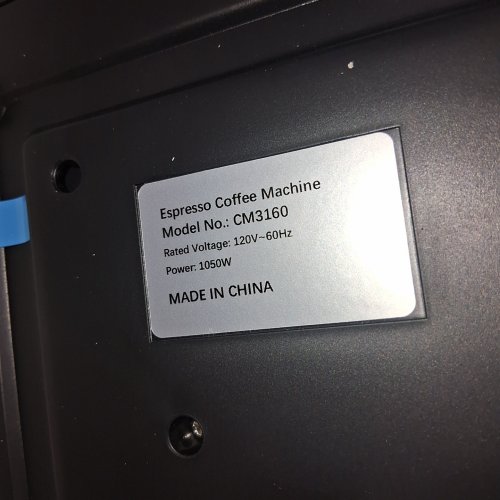 BLUEBOW COFFEE/ESPRESSO MACHINE WITH MILK FROTHER STEAM WAND- 120 V 1050W - BLACK (MODEL: CM3160) image 3