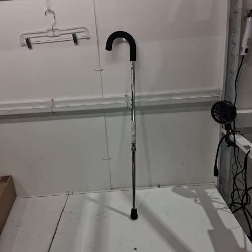 MEDLINE STANDARD ALUMINUM CROOK HANDLE CANE - 300LB MAX LOAD - CHROME / BLACK (MODEL: MDS86415CHR) image 2