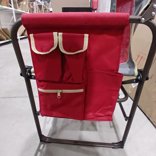 SUNNYFEEL FOLDABLE CAMPING CHAIR WITH SIDE TABLE & STORAGE POUCHES - 36" - RED/GREY/BLACK (MODEL: ‎AC3008F) image 3