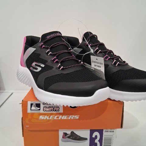 GIRLS SKECHERS SNEAKERS - SIZE 3 - BLACK, PINK /WHITE (STYLE: 2001659) image 2