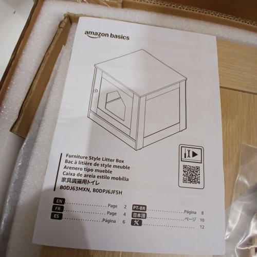 AMAZON BASICS FURNITURE STYLE HIDDEN LITTER BOX CAT POTTY ENCLOSURE, DOUBLES AS A TABLE - 20.25" X 20.25" X 19.25" - LIGHT OAK WOOD image 3