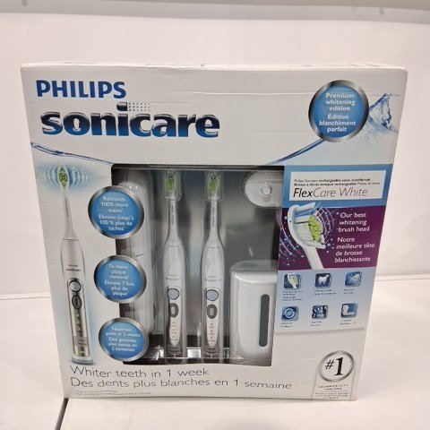 2PK PHILIPS SONICARE FLEXCARE PREMIUM WHITENING EDITION TOOTHBRUSH WITH UV SANITIZER AND TRAVEL CASES - WHITE (MODEL:1382245) image 3