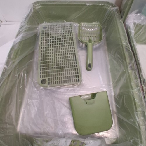 EOSARCU STAINLESS STEEL CAT LITTER BOX WITH LID - 23.62" X 15.74" X 15.74" - GREEN image 3